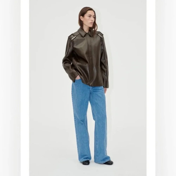 NEW Stine Goya Straight Sleeve Faux Leather Jacket in Chocolate Brown | size XS - Picture 5 of 10